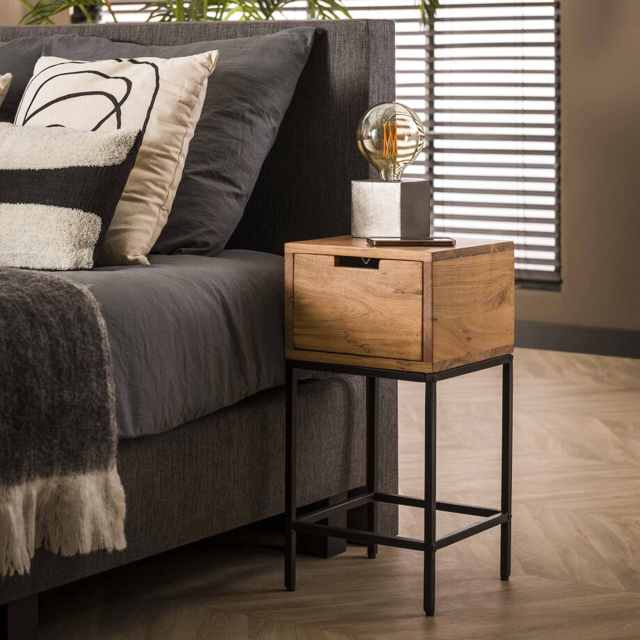 LifestyleFurn Nachtkastje 'Ilsinho' Acaciahout LifestyleFurn Nachtkastje 'Ilsinho' Acaciahout afbeelding 1