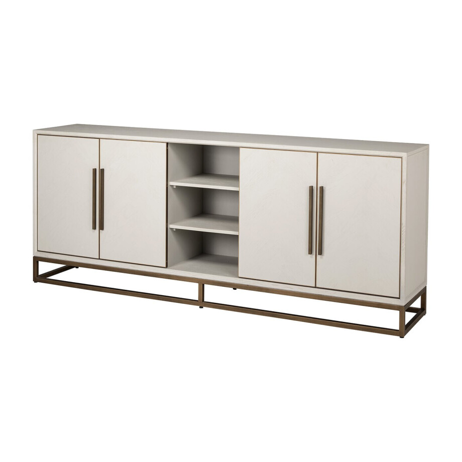 Richmond Dressoir 'Whitebone' Eiken en Brass, 225cm, kleur Verona Grey Richmond Dressoir 'Whitebone' Eiken en Brass, 225cm, kleur Verona Grey afbeelding