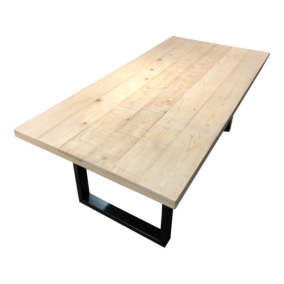 Artistiq Eettafel 'Alieke' Met zwarte U-poot, Mangohout, 240 x 100cm afbeelding 