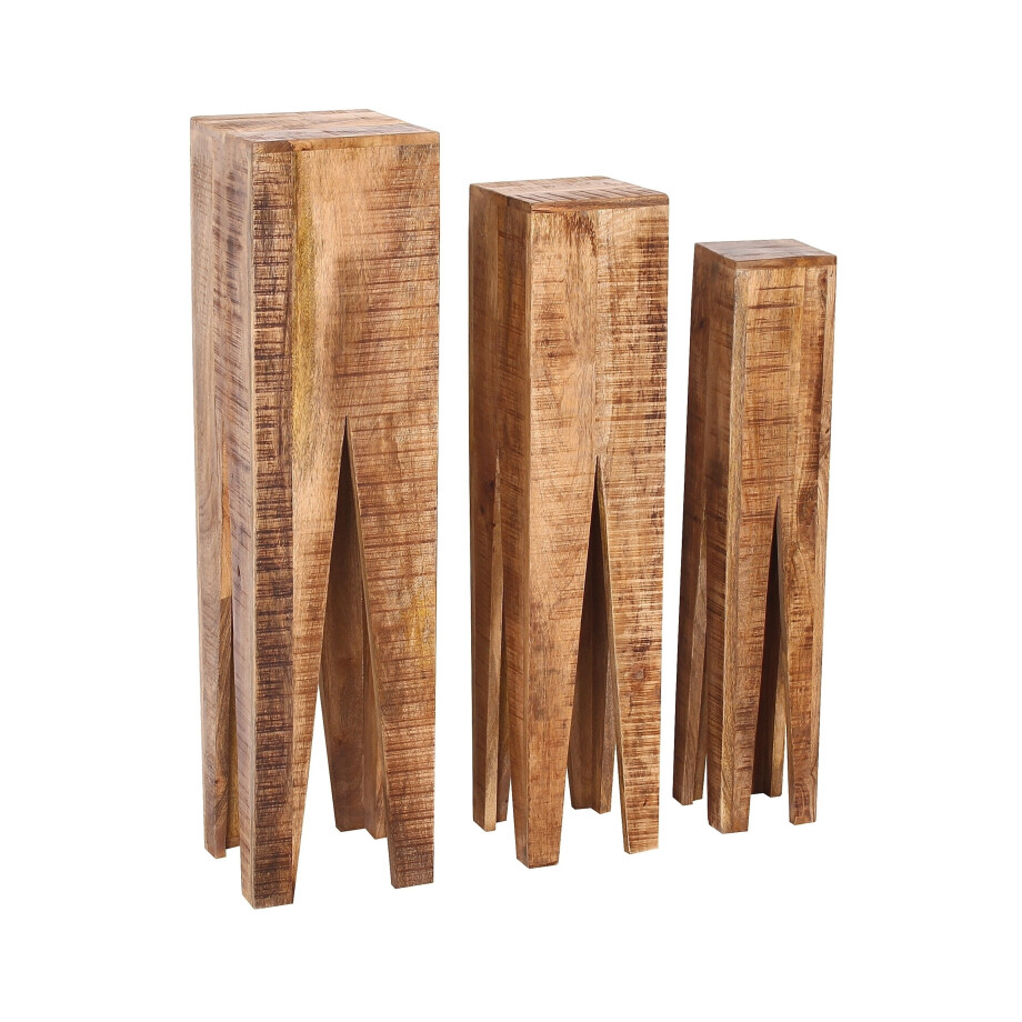 Artistiq Zuil 'Fleur' Mangohout, Set van 3 stuks Artistiq Zuil 'Fleur' Mangohout, Set van 3 stuks afbeelding