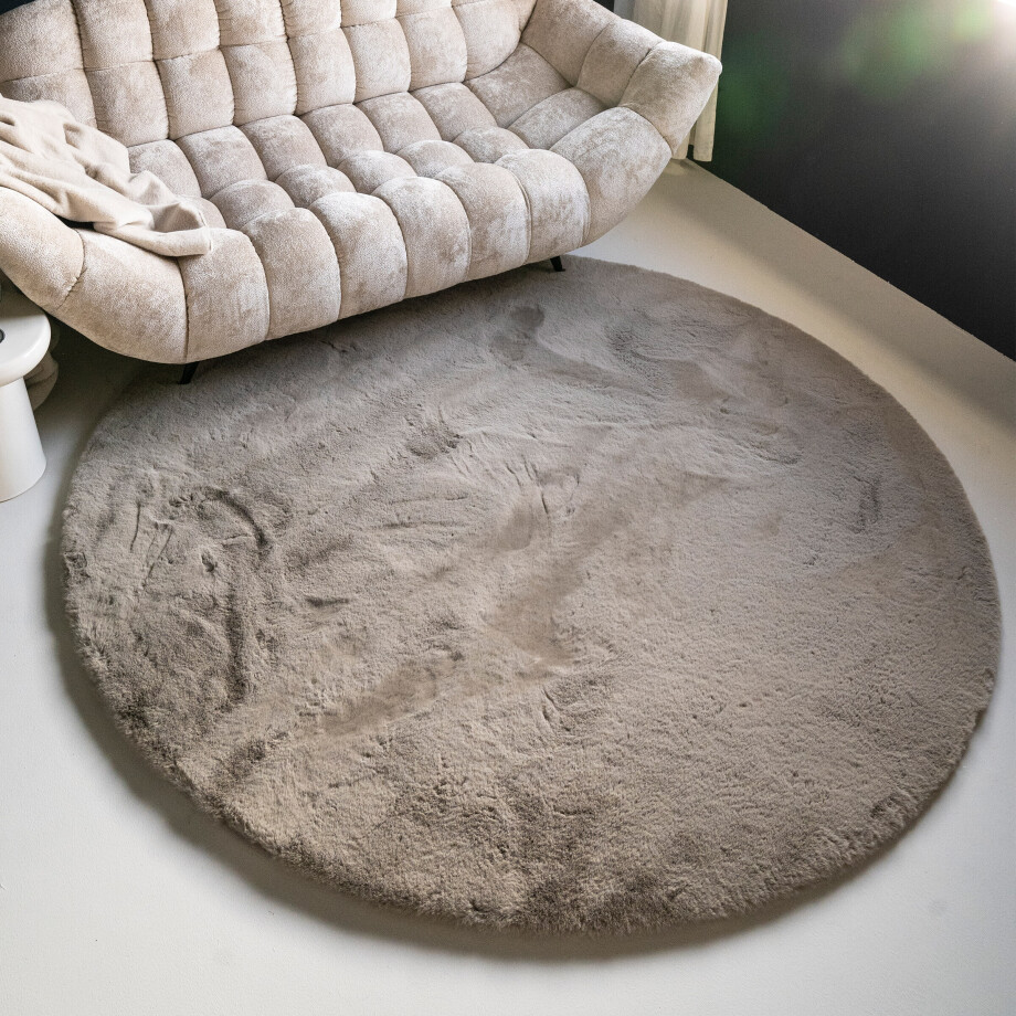 By-Boo Rond Vloerkleed 'Zena' 200cm, kleur Grijs afbeelding 1