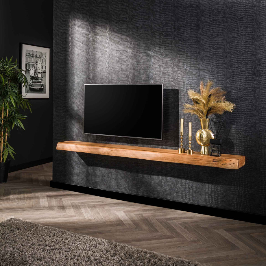 LifestyleFurn Wandplank/TV-meubel 'Mac' Acaciahout, 200cm afbeelding 1