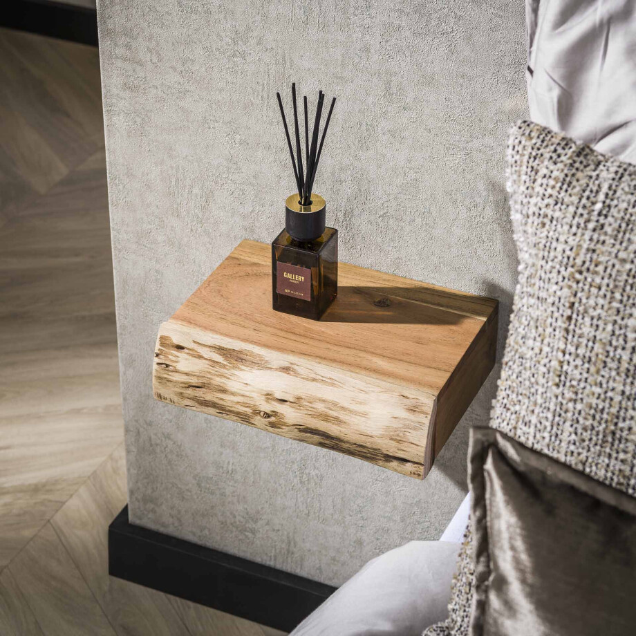 LifestyleFurn Hangend Nachtkastje 'Hind' XS, Met 1 lade, Acaciahout, Set van 2 stuks LifestyleFurn Hangend Nachtkastje 'Hind' XS, Met 1 lade, Acaciahout, Set van 2 stuks afbeelding 1