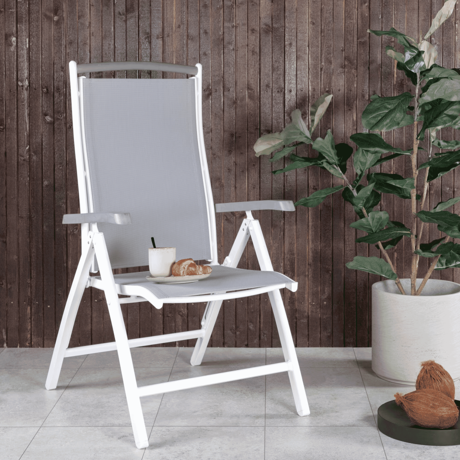 Nohr Verstelbare Tuinstoel 'Candise' kleur Wit/Grijs afbeelding 1