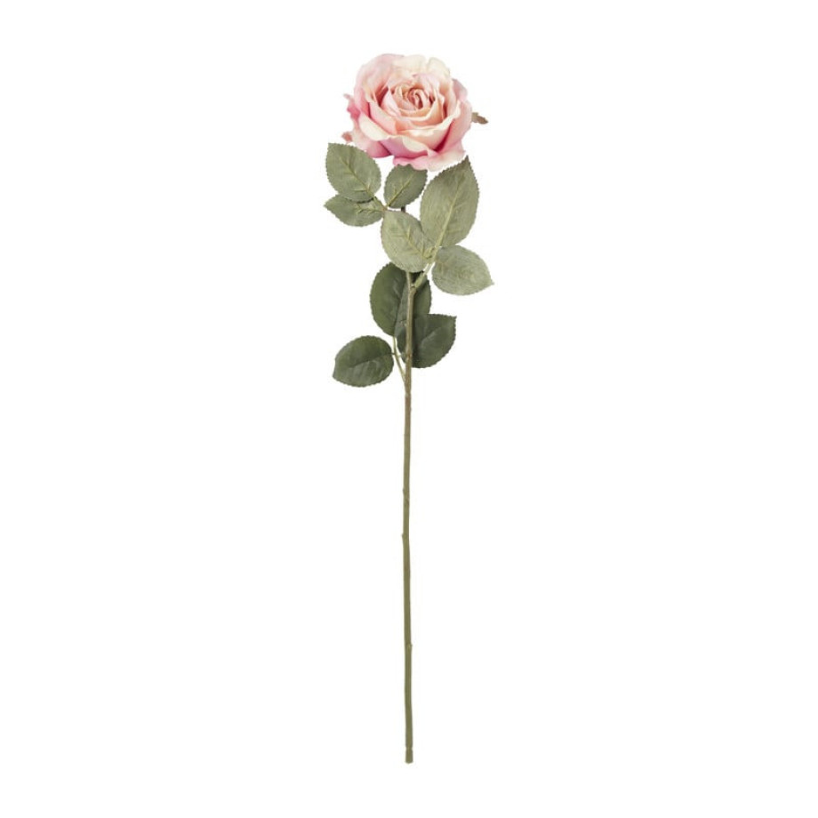 Kunstbloem roos - roze - 64 cm afbeelding 