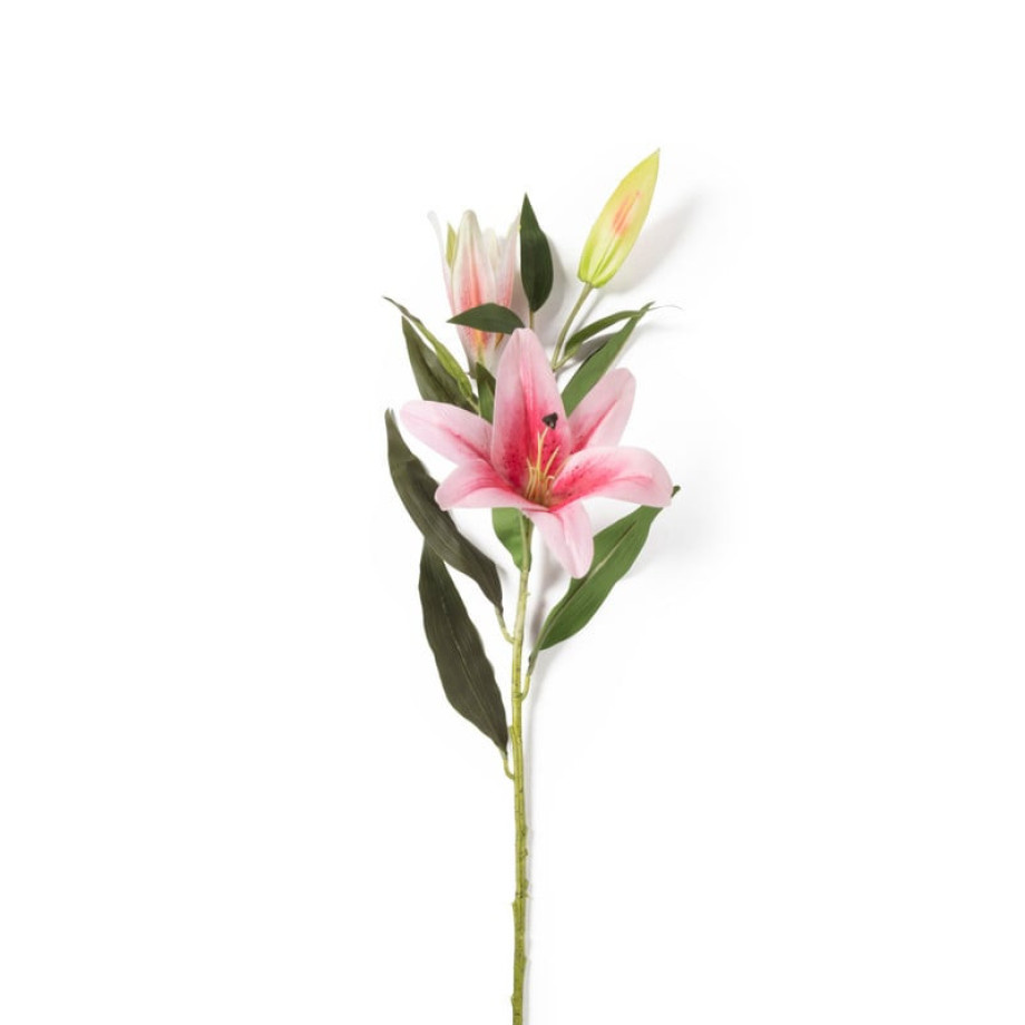 Kunstbloem lelie - roze - 91 cm afbeelding 