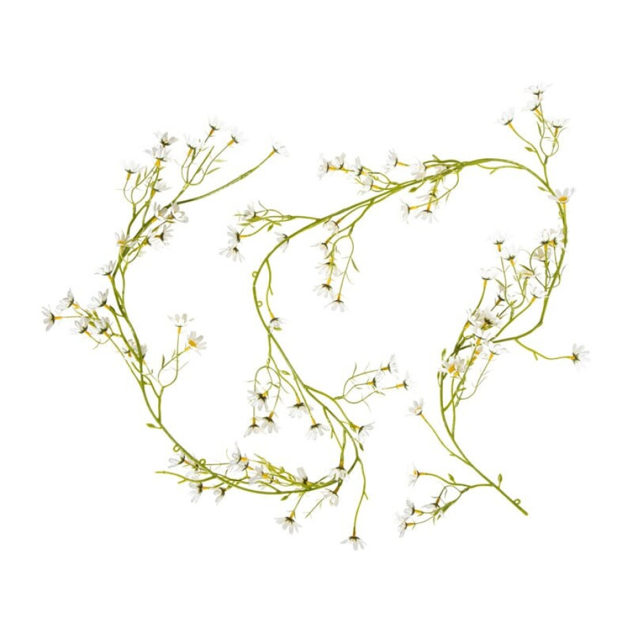 Slinger bloemen margriet - wit/geel - 210 cm afbeelding 