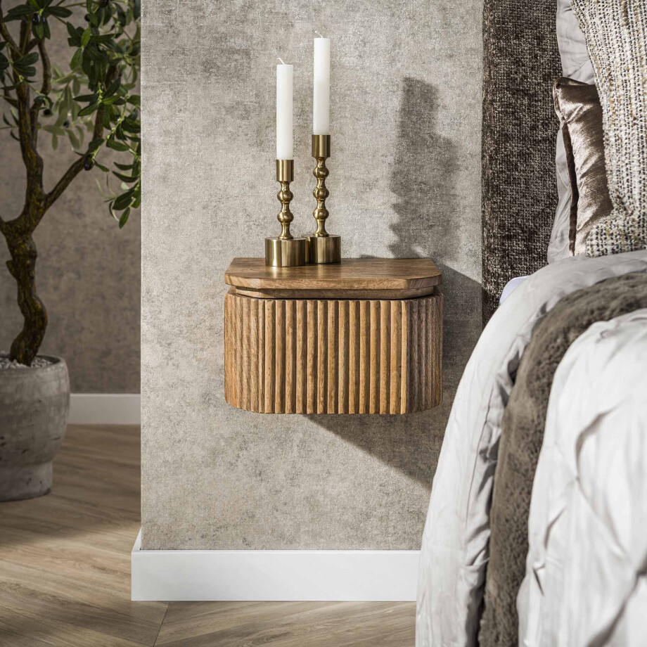 LifestyleFurn Hangend Nachtkastje 'Sharmila' XS, Mangohout, Met 1 lade afbeelding 1