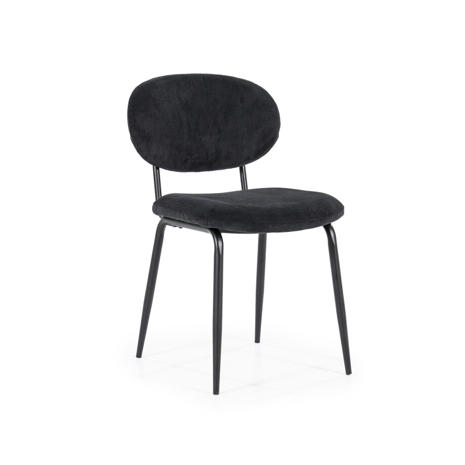 By-Boo Eetkamerstoel 'Cosmo' Rib, kleur Zwart afbeelding 1