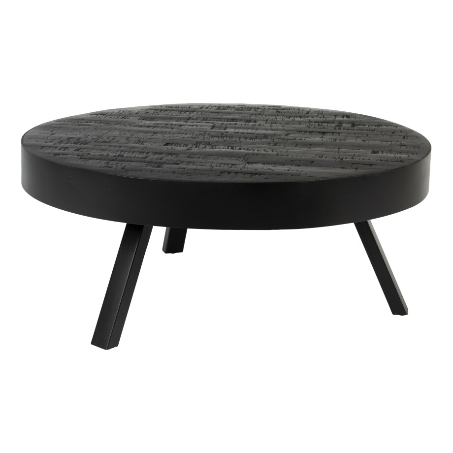 ZILT Ronde Salontafel 'Raudel' Teakhout, 74cm, kleur Zwart afbeelding 