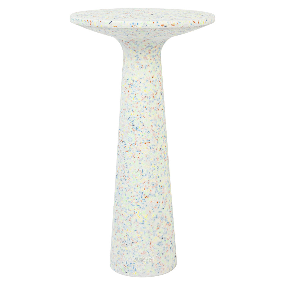 Zuiver Ronde Bijzettafel 'Victoria' Terrazzo, 56cm hoog, kleur Wit afbeelding 1