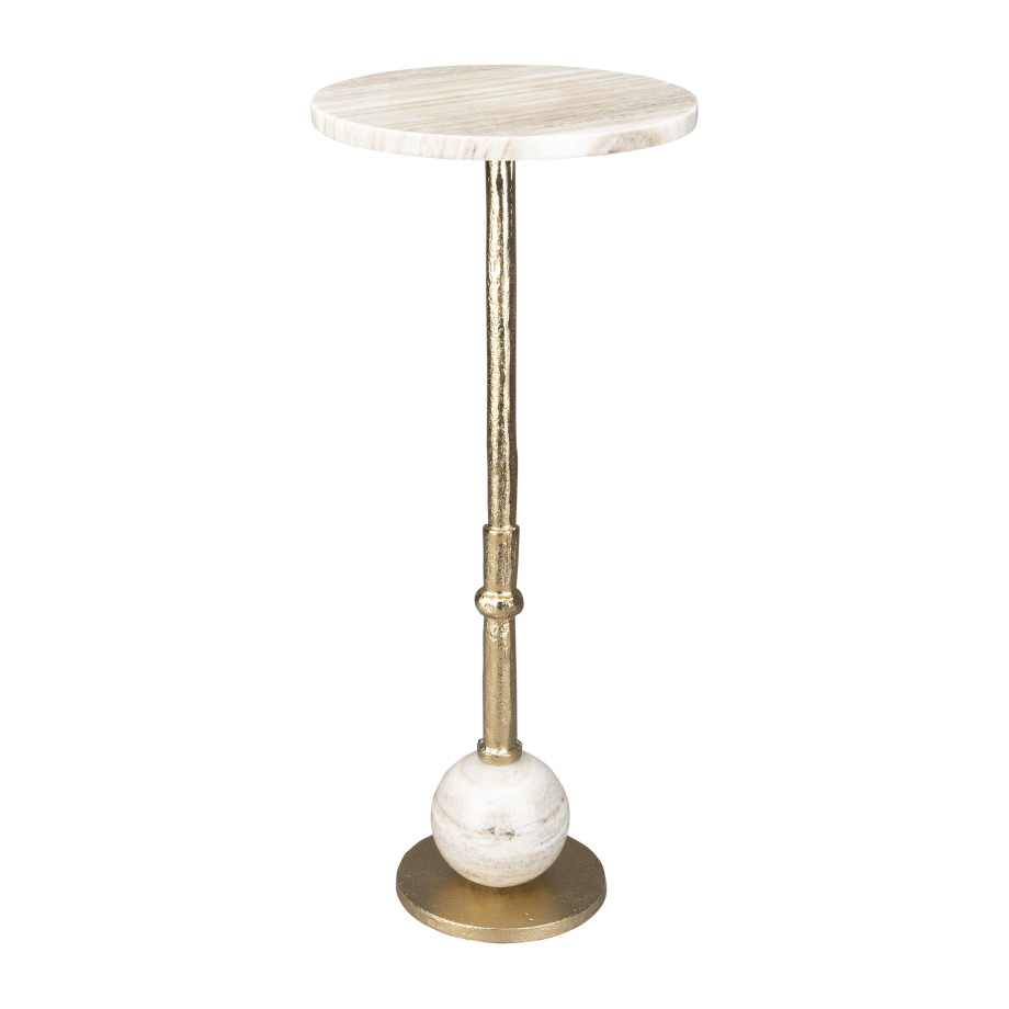 Dutchbone Ronde Bijzettafel 'Everest' Marmer, 25cm, kleur Beige afbeelding 1