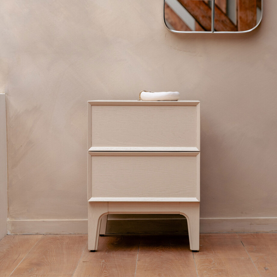 Zuiver Bijzettafel/Nachtkastje 'June' Eiken, Met 2 laden Zuiver Bijzettafel/Nachtkastje 'June' Eiken, Met 2 laden afbeelding