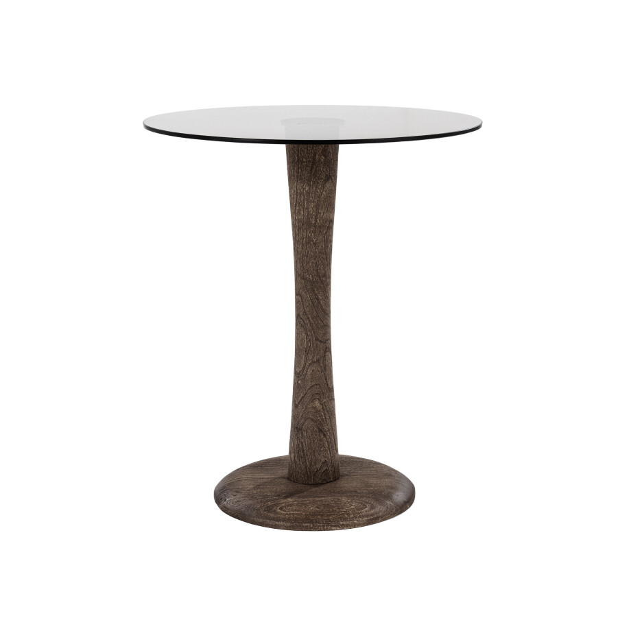 By-Boo Bijzettafel 'Boogie' Mangohout en glas, 60cm, kleur Bruin afbeelding 1