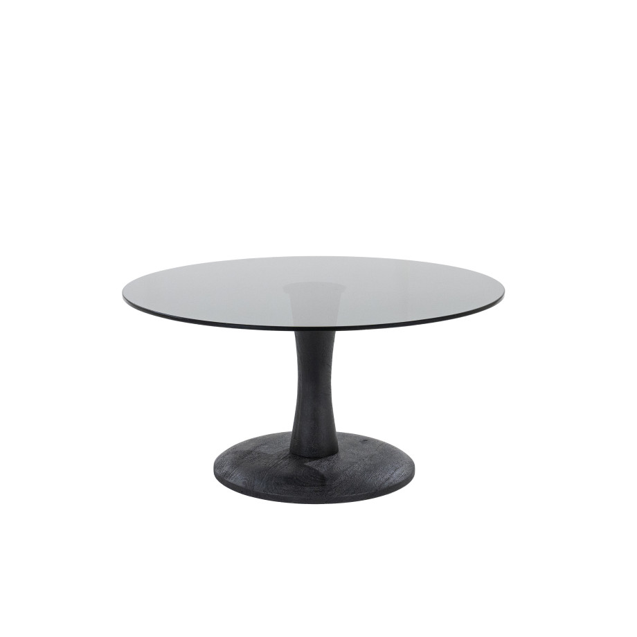 By-Boo Salontafel 'Boogie' Mangohout en glas, 70cm, kleur Zwart afbeelding 1