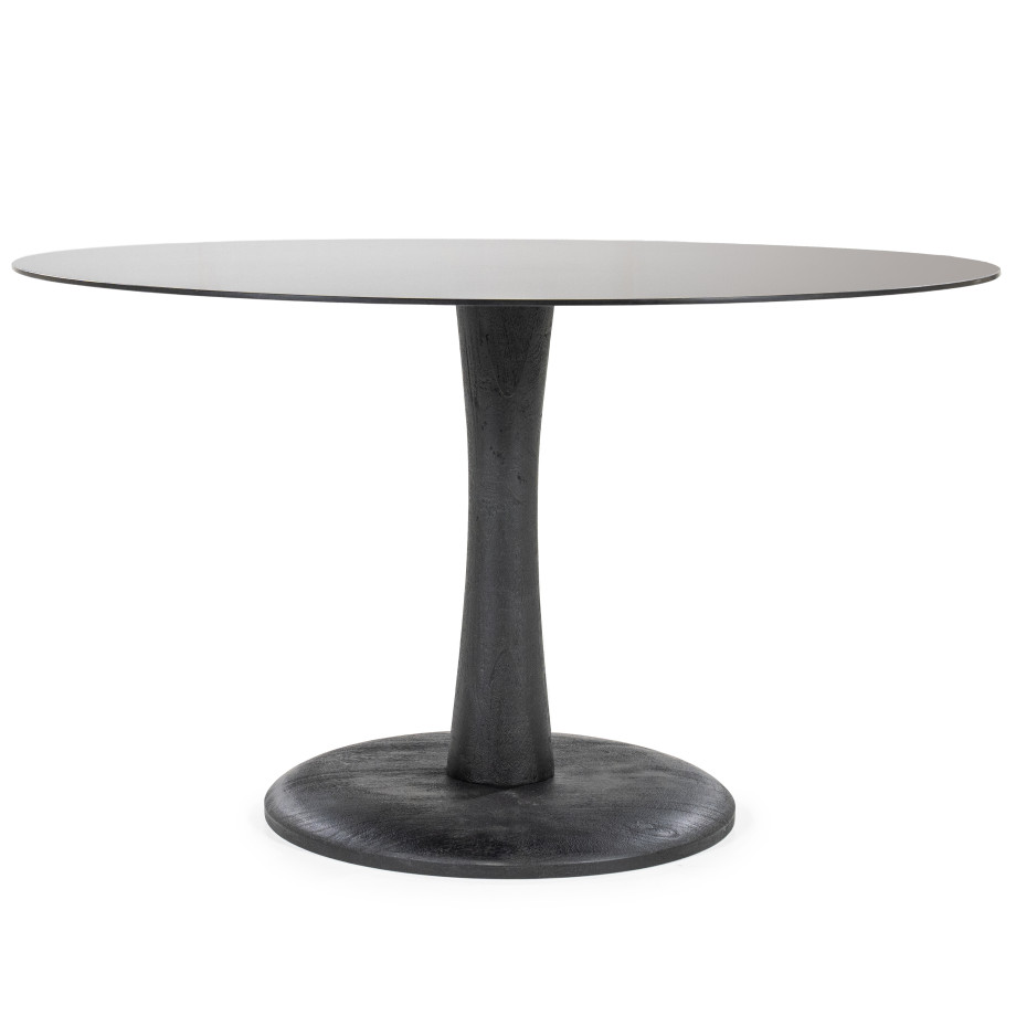 By-Boo Eettafel 'Boogie' Mangohout en glas, 130cm, kleur Zwart afbeelding 1