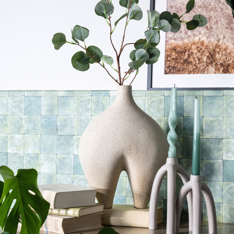 By-Boo Vaas 'Momo' 37cm hoog, kleur Off White afbeelding 1