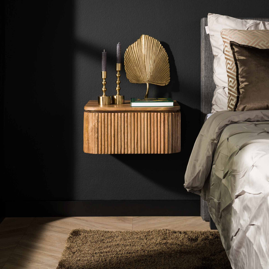 LifestyleFurn Hangend Nachtkastje 'Sharmila' Mangohout, Met 1 lade LifestyleFurn Hangend Nachtkastje 'Sharmila' Mangohout, Met 1 lade afbeelding 1
