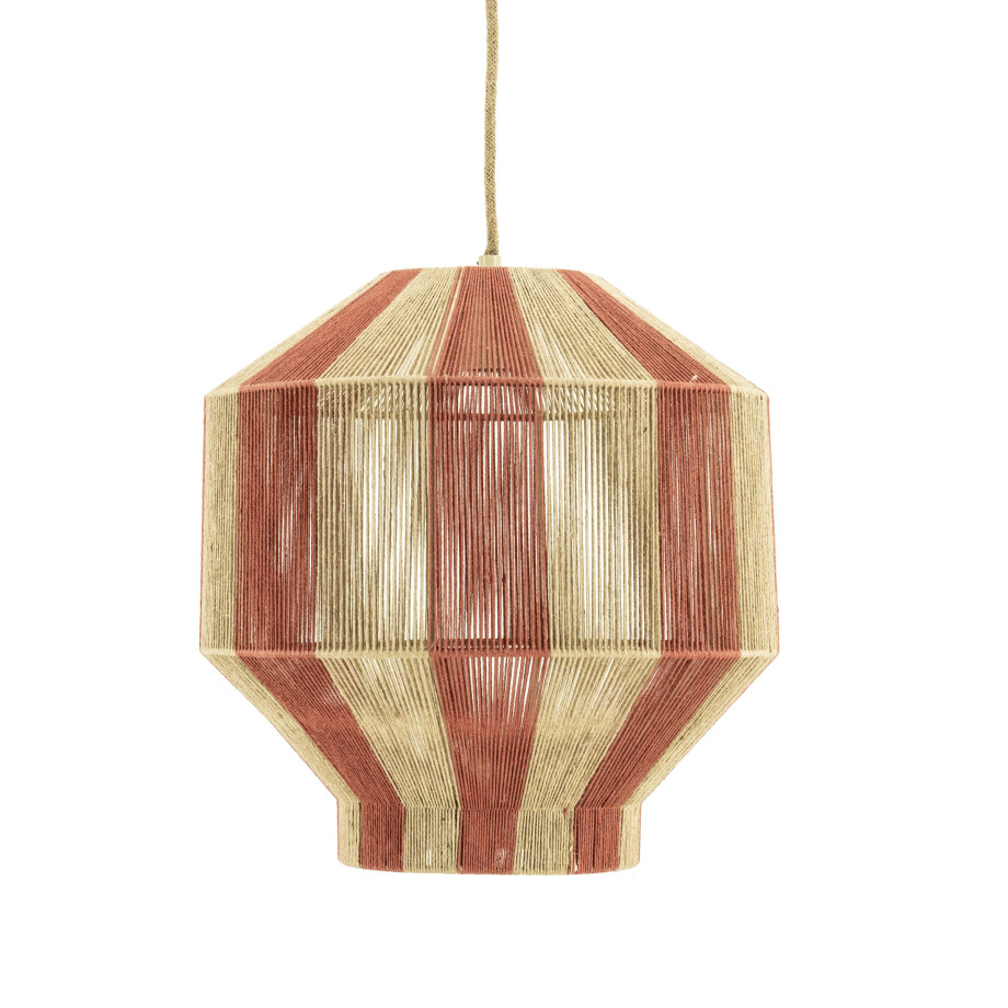 By-Boo Hanglamp 'Cirque' Jute, 41cm, kleur Naturel/Rood afbeelding 1