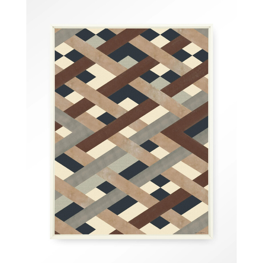 Urban Cotton Wandkleed 'Timber' 80 x 110cm in Floating Frame - off white afbeelding 