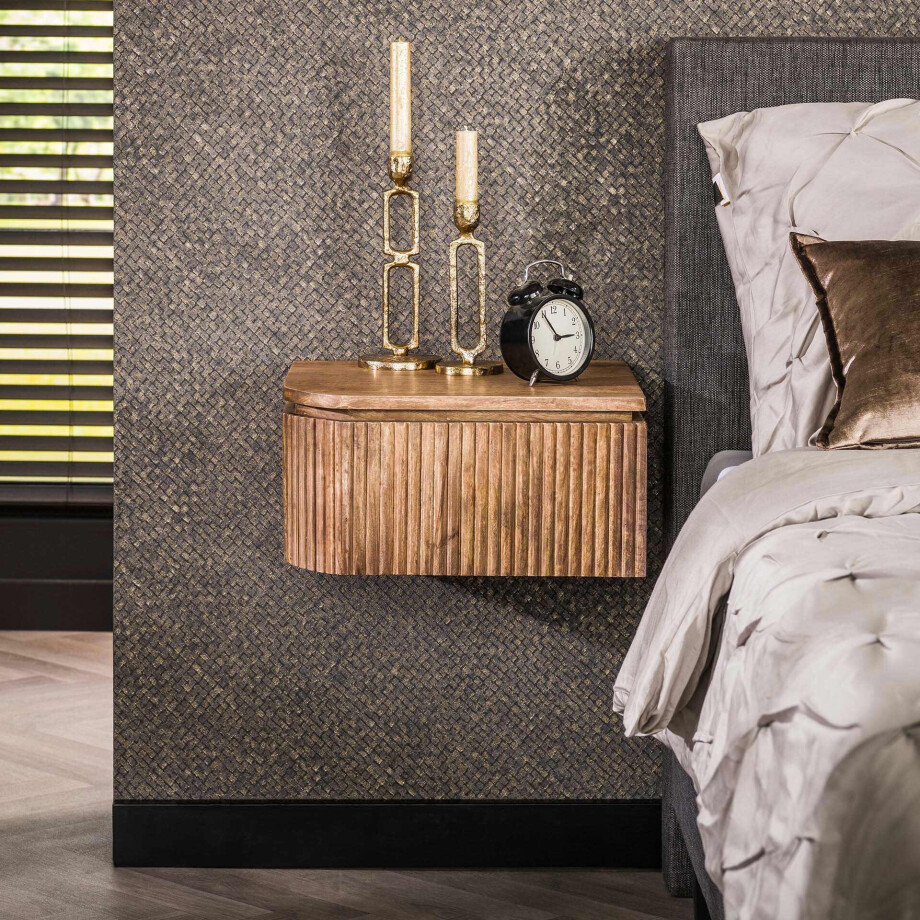 LifestyleFurn Hangend Nachtkastje 'Sharmila' Mangohout, Set van 2 stuks afbeelding 1