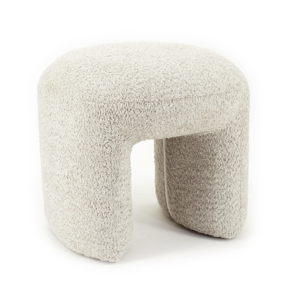 By-Boo Hocker 'Sahi' Bouclé, kleur Taupe afbeelding 1