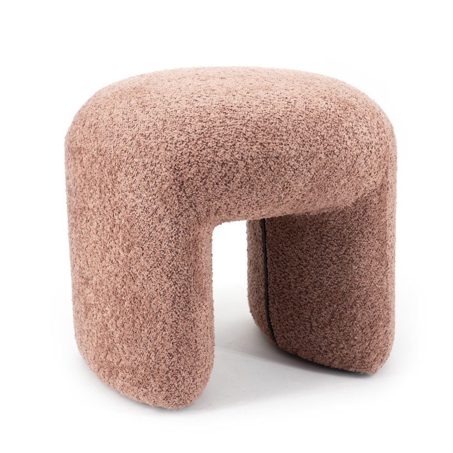 By-Boo Hocker 'Sahi' Bouclé, kleur Terracotta afbeelding 1