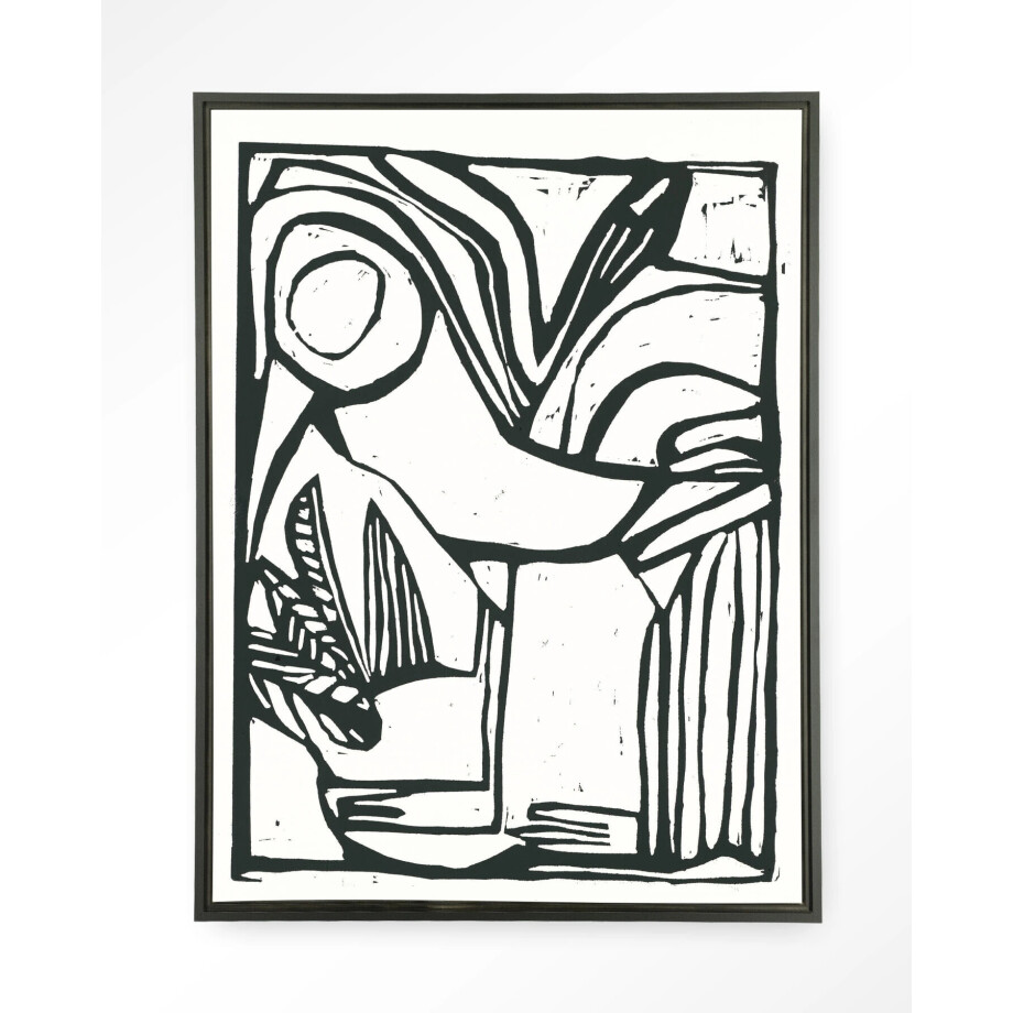 Urban Cotton Wandkleed 'Vogel' 110 x 145cm in Floating Frame - black Urban Cotton Wandkleed 'Vogel' 110 x 145cm in Floating Frame - black afbeelding