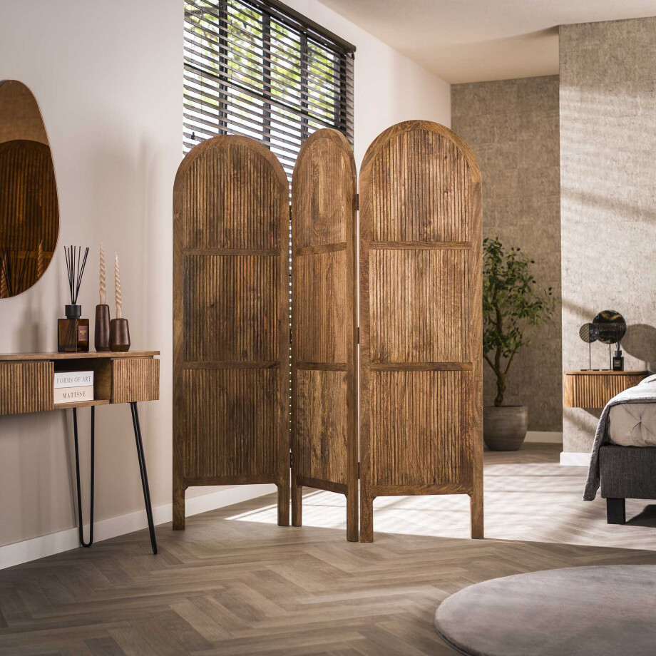 LifestyleFurn Roomdivider 'Edison' Mangohout, 170 x 150cm LifestyleFurn Roomdivider 'Edison' Mangohout, 170 x 150cm afbeelding 1