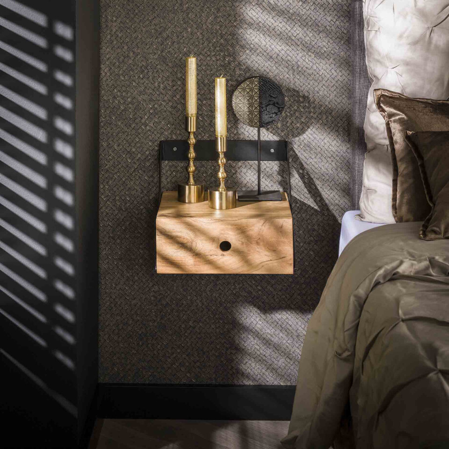 LifestyleFurn Hangend Nachtkastje 'Edie' Acaciahout, Set van 2 stuks afbeelding 1