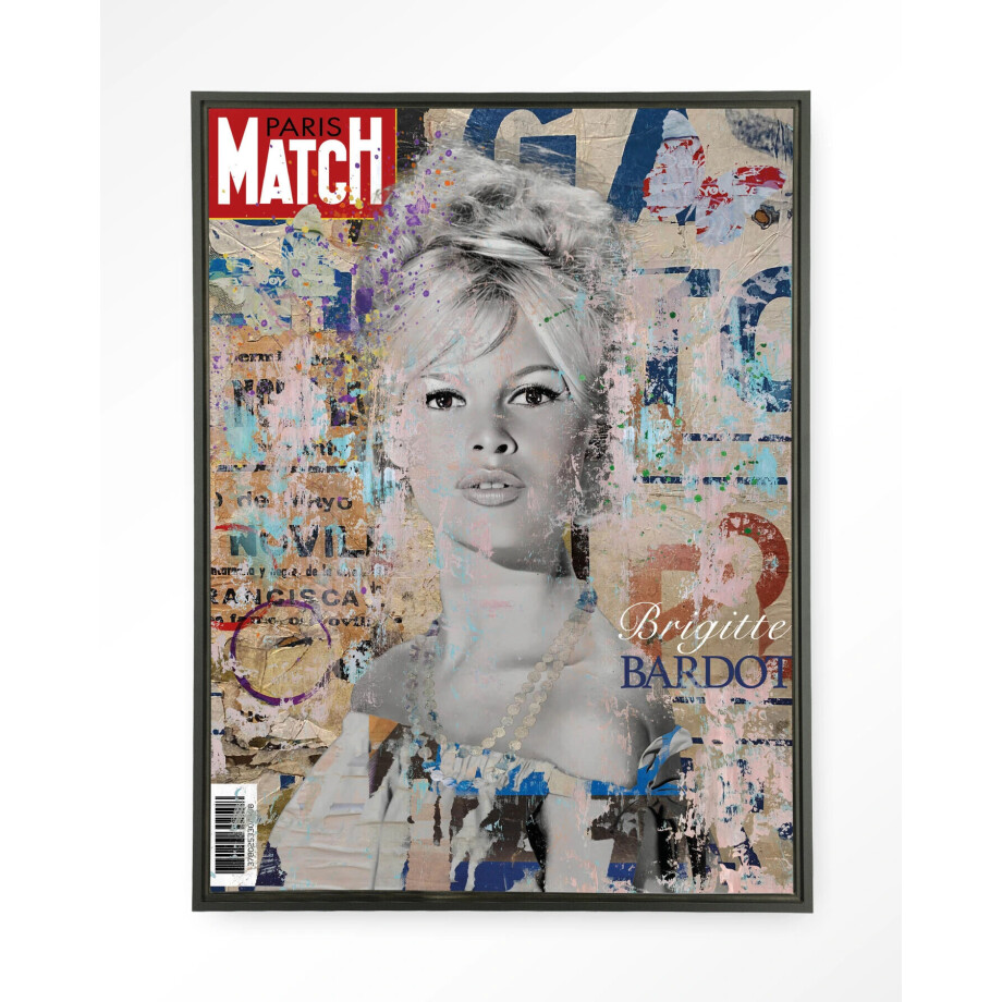 Urban Cotton Wandkleed 'Brigitte' 80 x 110cm in Floating Frame - black Urban Cotton Wandkleed 'Brigitte' 80 x 110cm in Floating Frame - black afbeelding