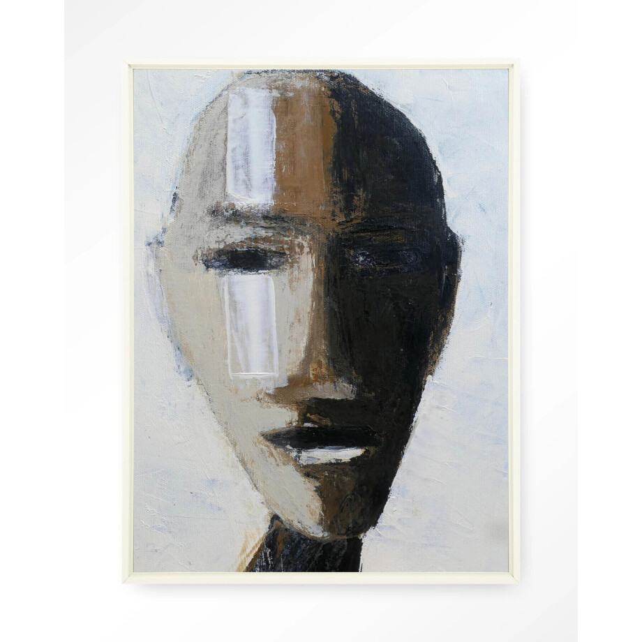 Urban Cotton Wandkleed 'Head 2' 110 x 145cm in Floating Frame - off white afbeelding 