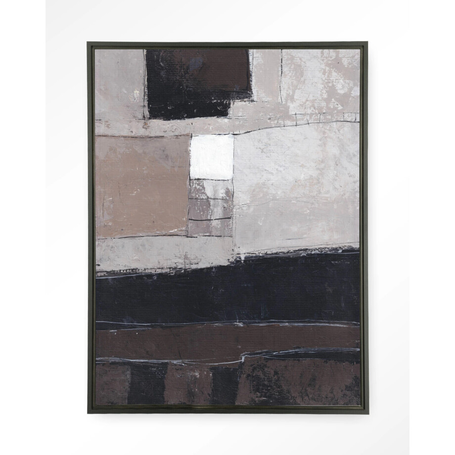 Urban Cotton Wandkleed 'Abstract 4' 80 x 110cm in Floating Frame - black Urban Cotton Wandkleed 'Abstract 4' 80 x 110cm in Floating Frame - black afbeelding