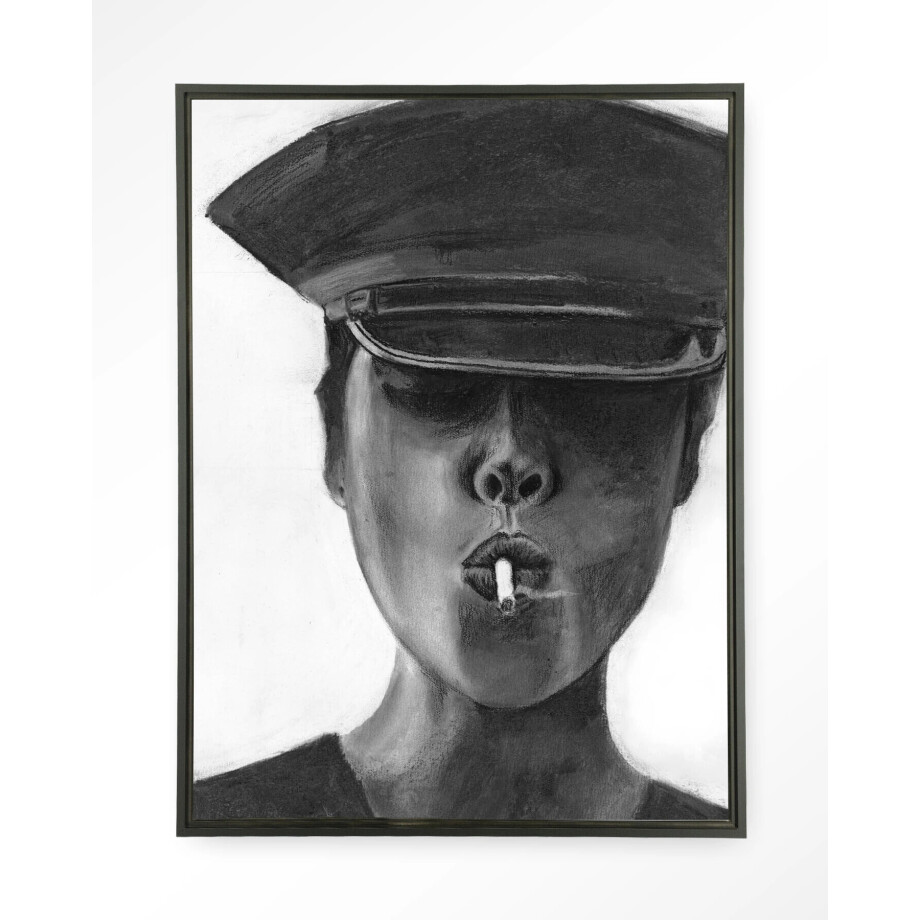 Urban Cotton Wandkleed 'Smokes' 145 x 190cm in Floating Frame - black Urban Cotton Wandkleed 'Smokes' 145 x 190cm in Floating Frame - black afbeelding