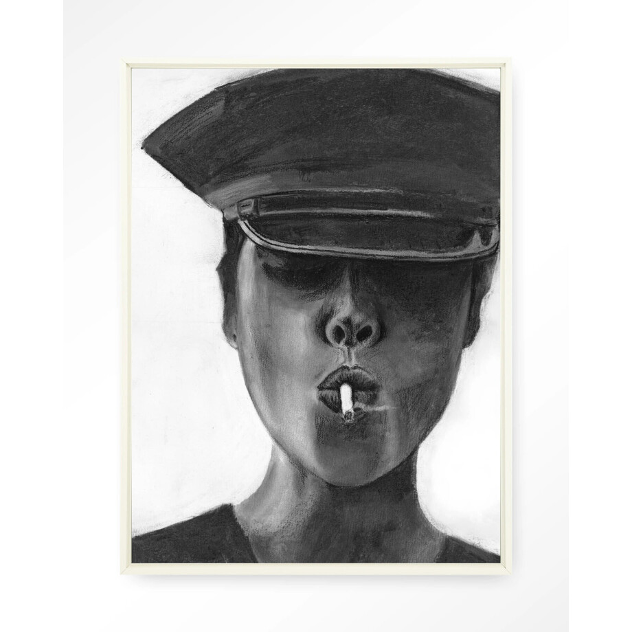 Urban Cotton Wandkleed 'Smokes' 110 x 145cm in Floating Frame - off white afbeelding 