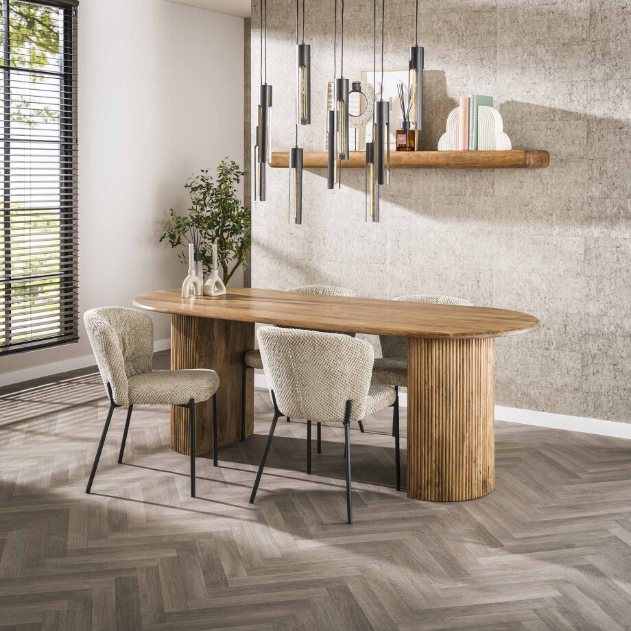 LifestyleFurn Ovale Eettafel 'Sharmila' Mangohout, 215 x 90cm afbeelding 1