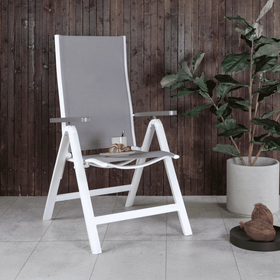 Nohr Verstelbare Tuinstoel 'Candise' kleur Wit/Grijs afbeelding 1