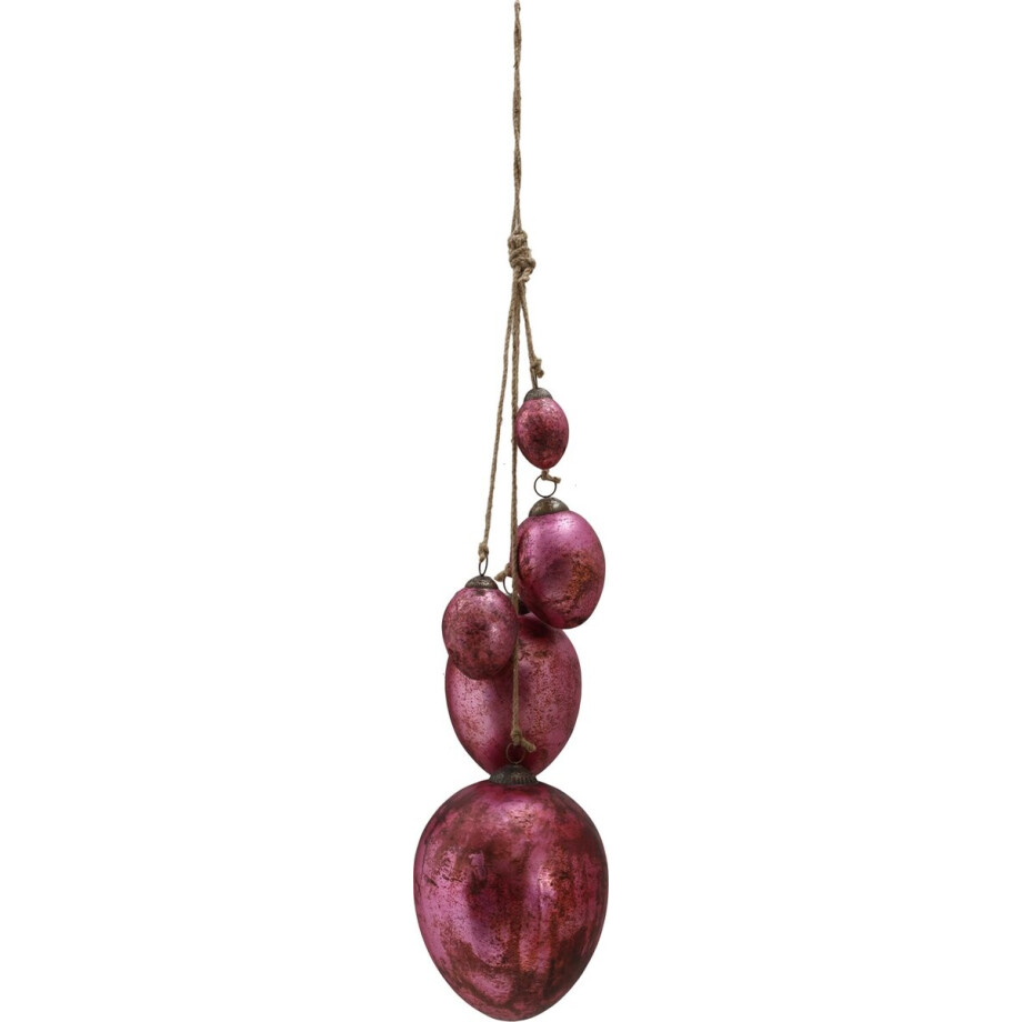 PTMD Ekko grote glazen paasei decoratie hanger rose antiek - Ekko pink glass easter eggs hanger antique afbeelding 1
