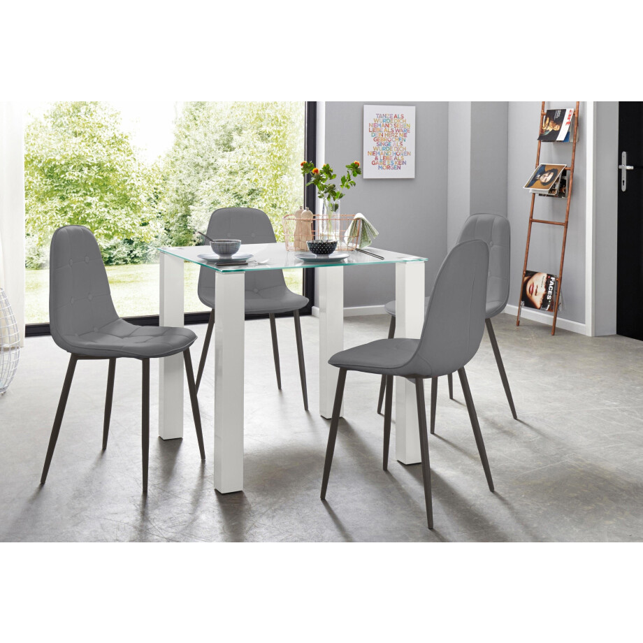 INOSIGN Eethoek met glazen tafel, breedte 80 cm (set, 5-delig) afbeelding 1