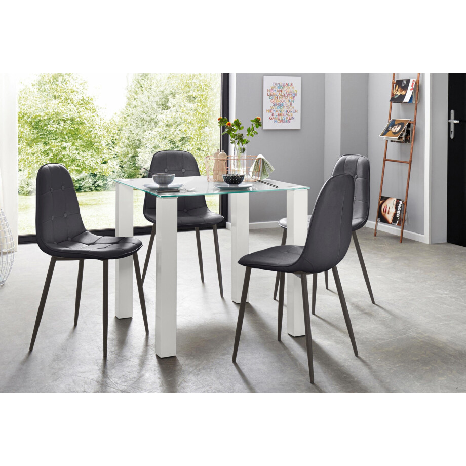 INOSIGN Eethoek met glazen tafel, breedte 80 cm (set, 5-delig) afbeelding 1