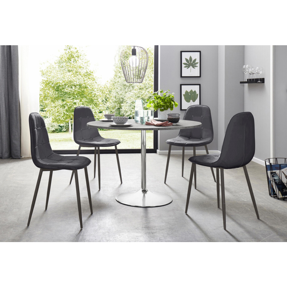 INOSIGN Eethoek met ronde tafel in cementlook (set, 5-delig) afbeelding 1