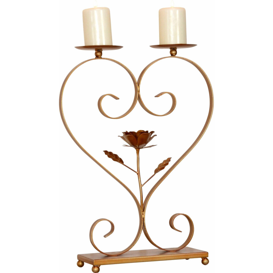 Home affaire Kaarsenstandaard Kaarshouder, voor twee stompkaarsen, van metaal, hoogte ca. 41 cm afbeelding 
