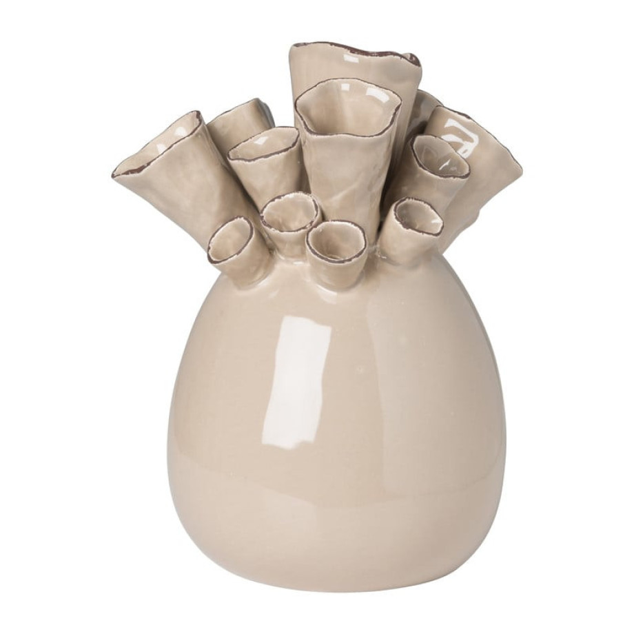 Decoratie vaas keramiek koraal - beige - 12.5x9x17 cm afbeelding 