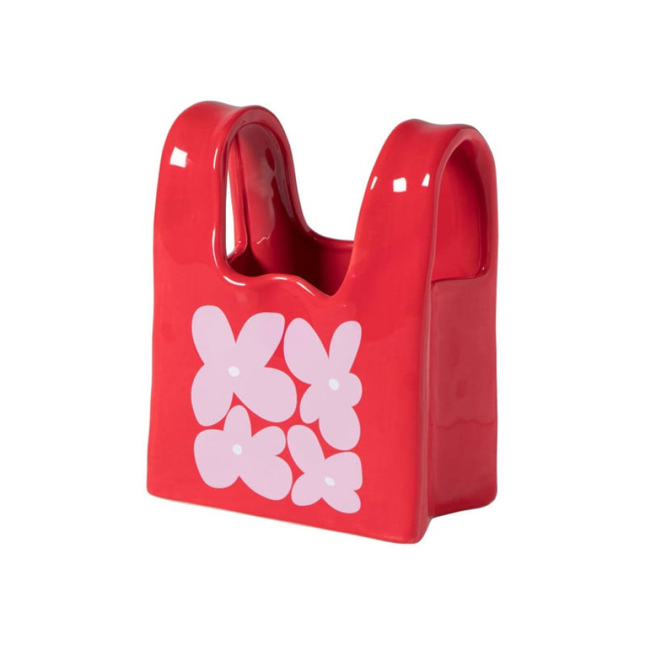 Vaas handtas Bianca - rood/roze - 17.5x14x8.5 cm afbeelding 