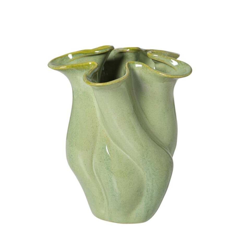 Vaas reactive glaze klein - groen - 19.3x16x14.3 cm afbeelding 