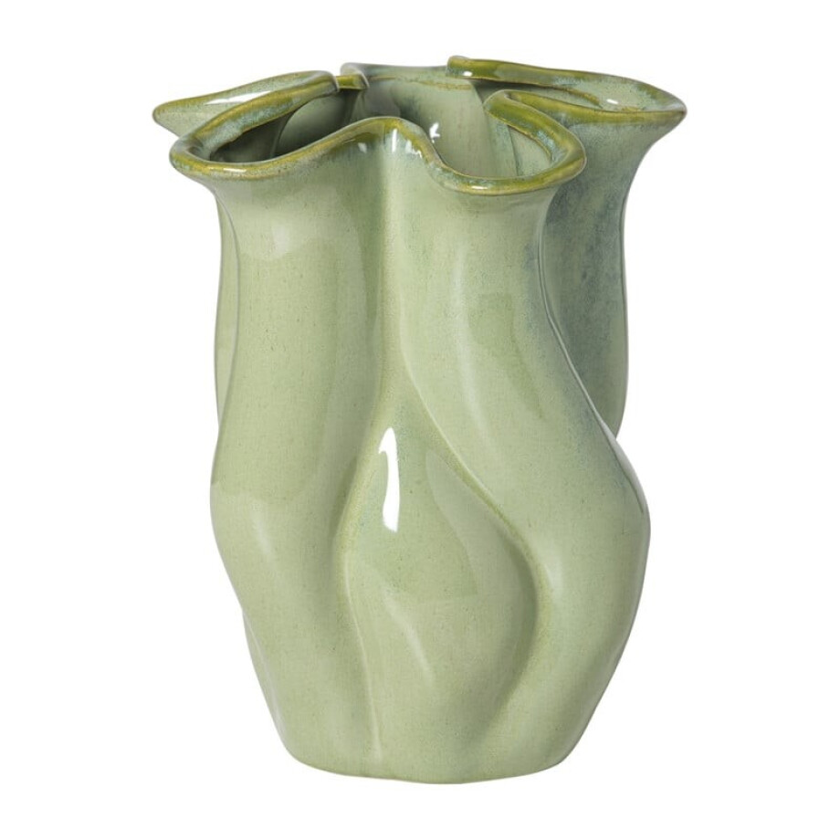 Vaas reactive glaze groot - groen - 24.3x19.7x17.3 cm afbeelding 