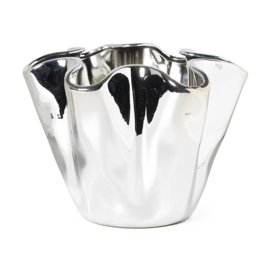 Vaas golf - zilverkleurig - 24x22x17.7 cm Vaas golf - zilverkleurig - 24x22x17.7 cm afbeelding