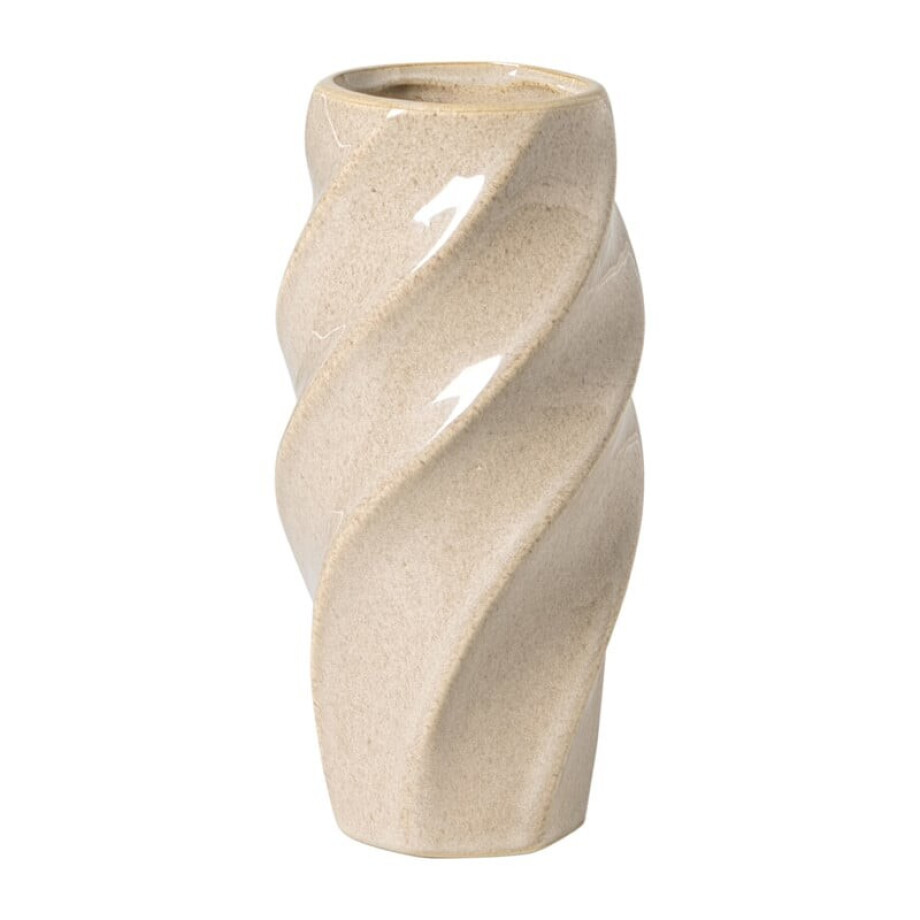 Vaas gedraaid - beige - ø8.4x17.5 cm afbeelding 