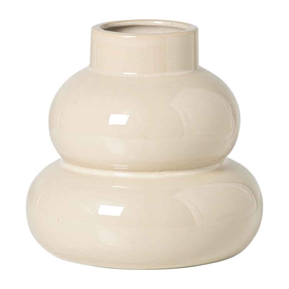 Vaas tweelaags - beige - ø16x17 cm afbeelding 