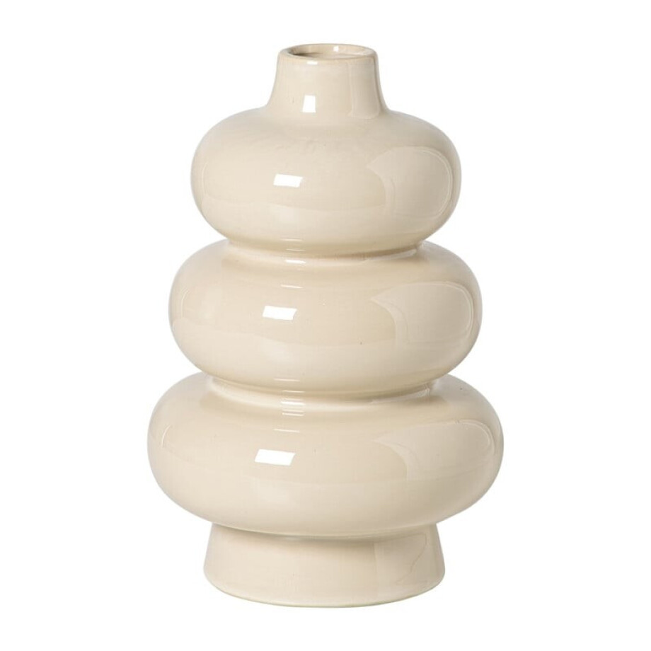 Vaas drielaags - beige - ø15.5x25.5 cm afbeelding 